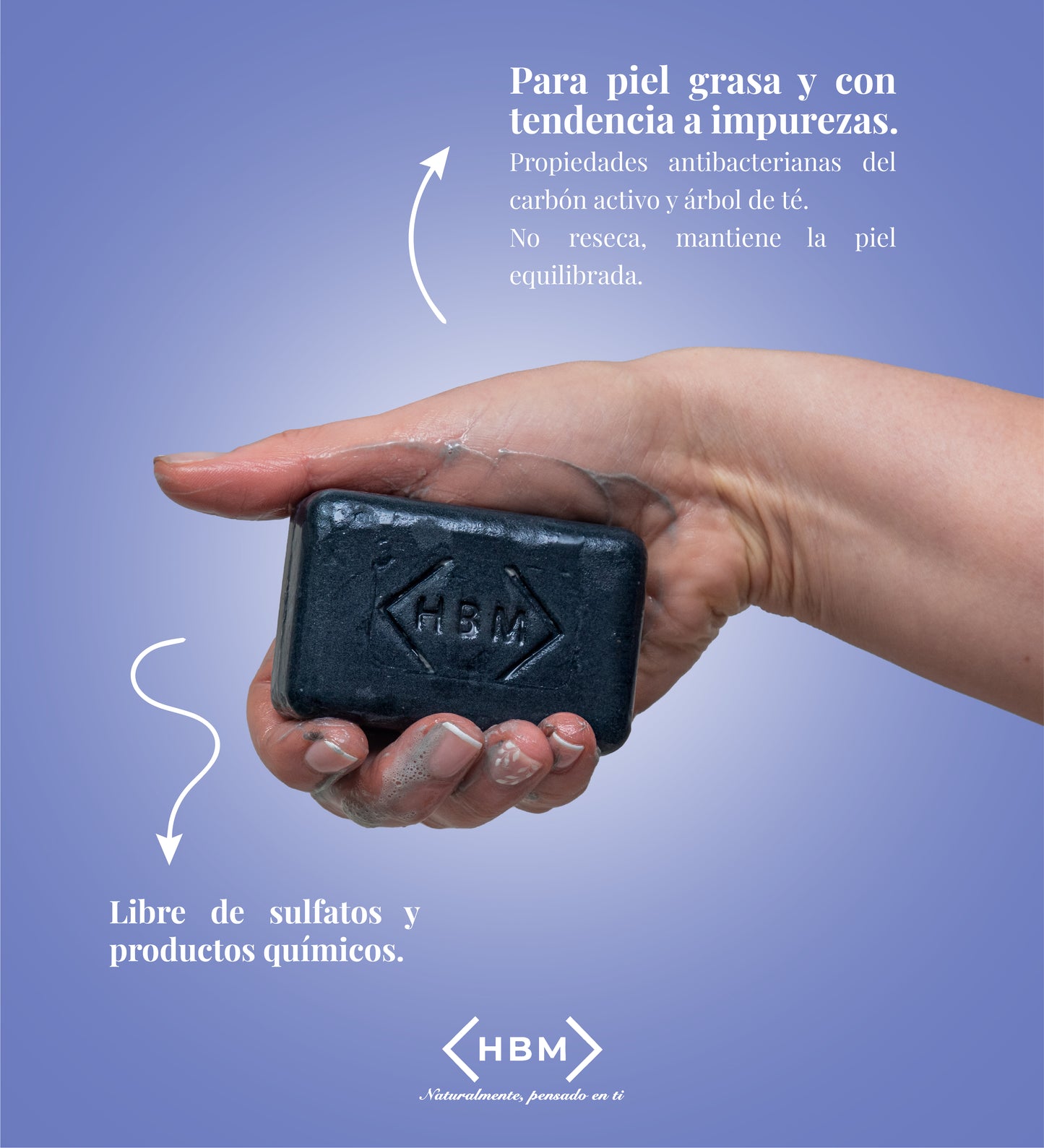 Jabón de piedra alumbre con carbón activo y árbol de té ( piel grasa y sensible)