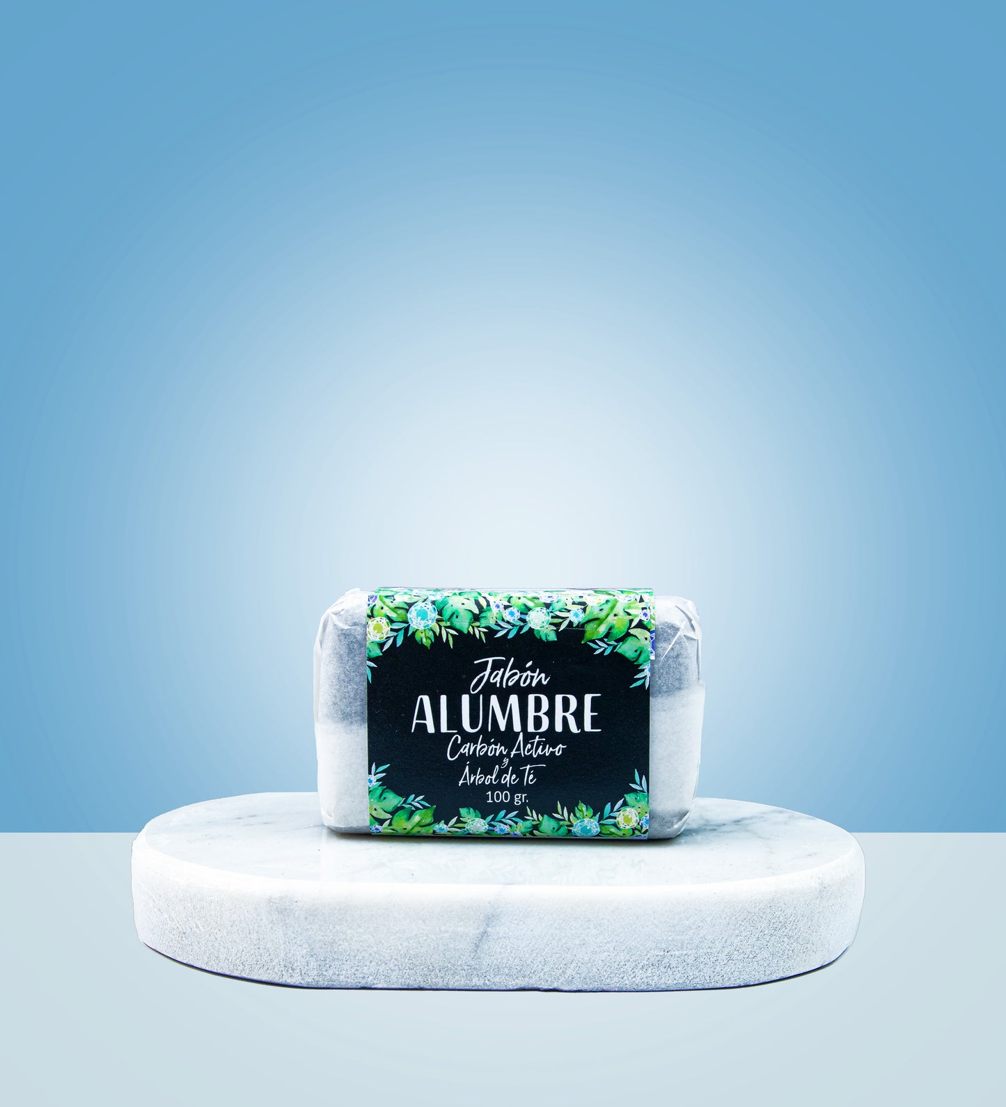 Jabón de piedra alumbre con carbón activo y árbol de té ( piel grasa y sensible)