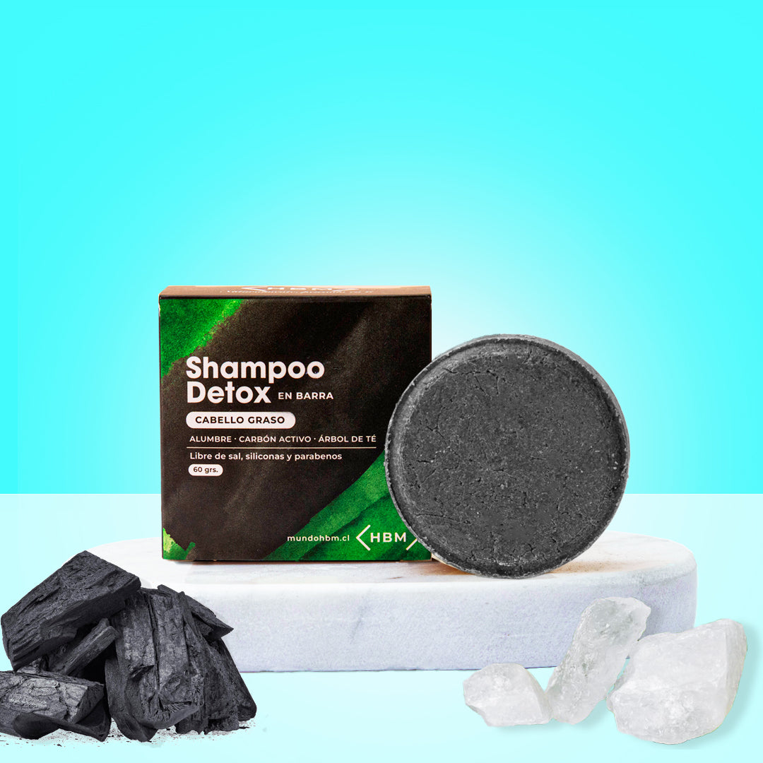 Shampoo sólido detox carbón activo cabello graso