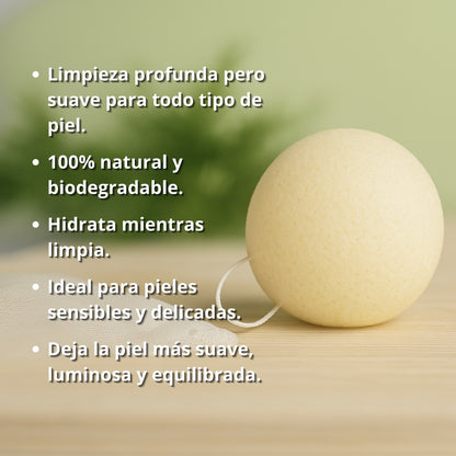Esponja Konjac para pieles sensibles.